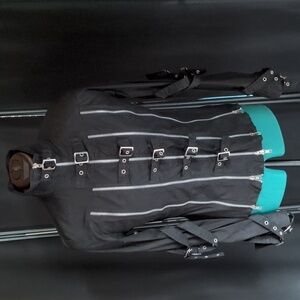 Industrial Black Buckle and Zipper Shirt Jacket